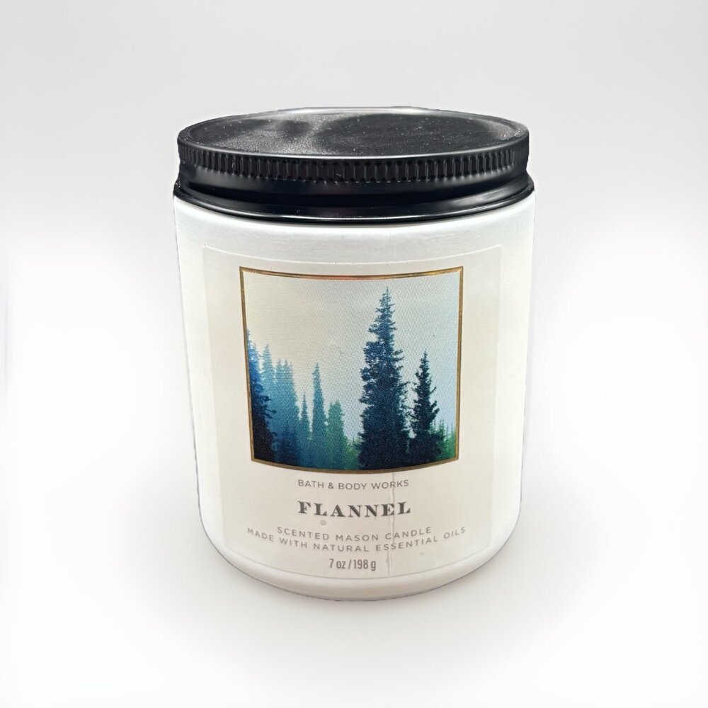 Bath & Body Works Single Wick Candle Flannel 7 oz Mason Jar Christmas Mahogany